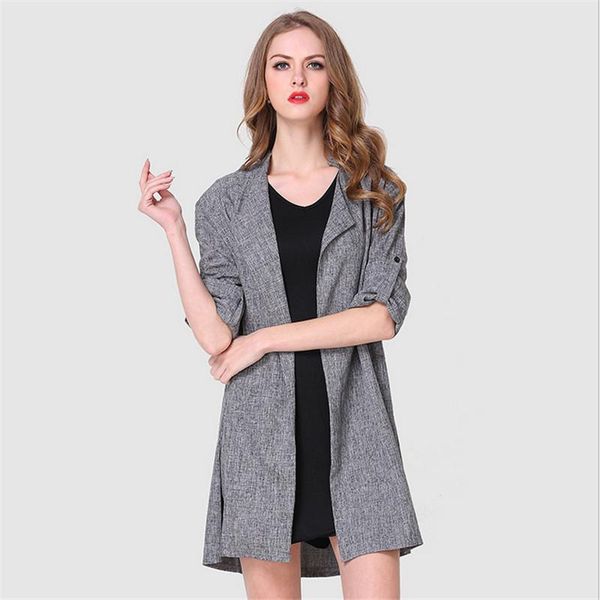 

women's trench coats plus size casual women long open stitch coat femmes overcoat outwear jaqueta corta-vento, Tan;black