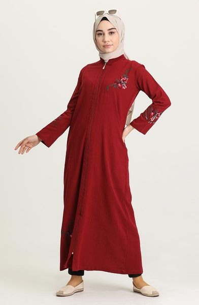 

minahill sile cloth zipper ferace 22206-05 burgundy ethnic clothing, Red