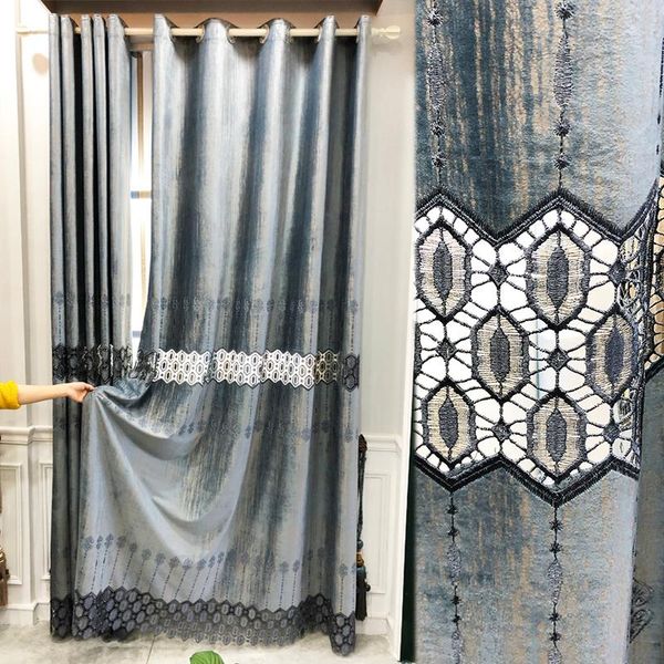 

chinese luxury living room bedroom hollowed out modern simple embroidered curtain and window screen customization & drapes