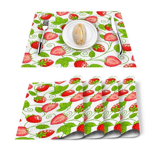 

table runner strawberry plant fruit kitchen placemat for dining non-slip and heat-insulating mat decoration