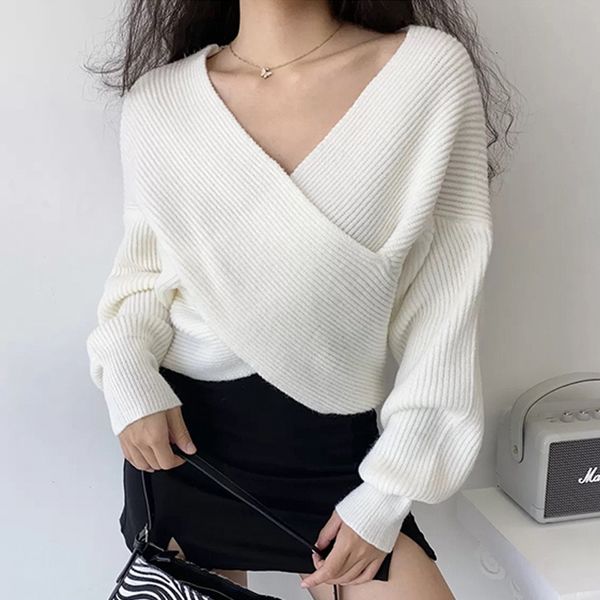 

women's sweaters autumn strapped with black v-neck vintage mesh sweater female casual cross jumper school-style long sleeve qwel, White;black