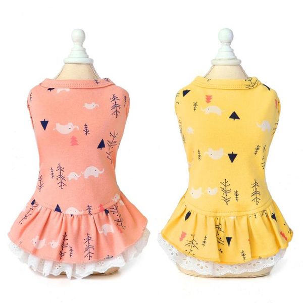 

summer printing puppy dog cat dresses for yorkies chihuahua clothing soft cotton pet dogs cats pets skirt dress apparel