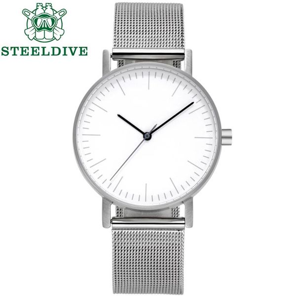 

minimal design no logo 763 quartz movement 316l steel mesh belt 50m waterproof man watch 2021 luxury wristwatches, Slivery;brown