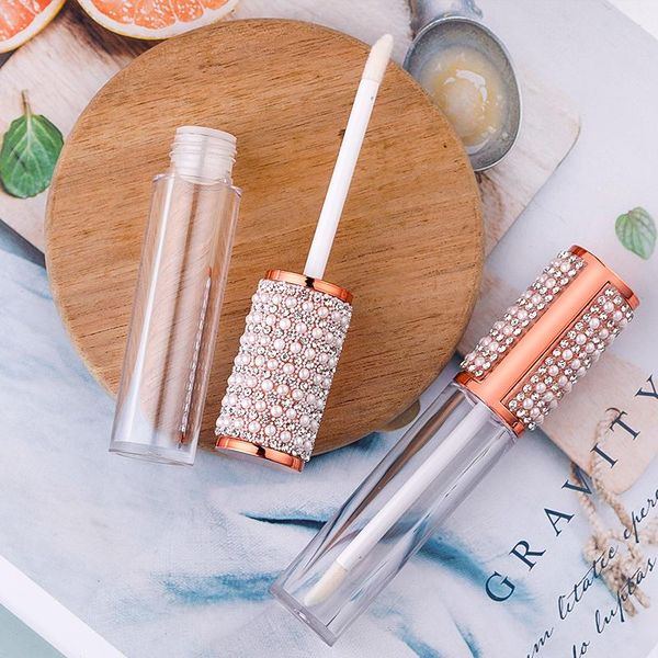 

storage bottles & jars rose gold with peal lid lip gloss tubes wand 5ml clear cosmetic lipgloss refillable bottle empty makeup glaze tube