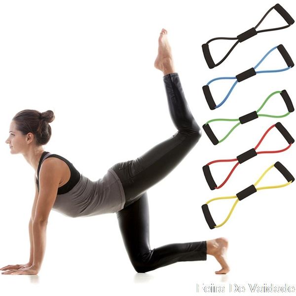 

utility multi-color durable 8 shaped elastic rope tension chest expander yoga fitness belt resistance band bands