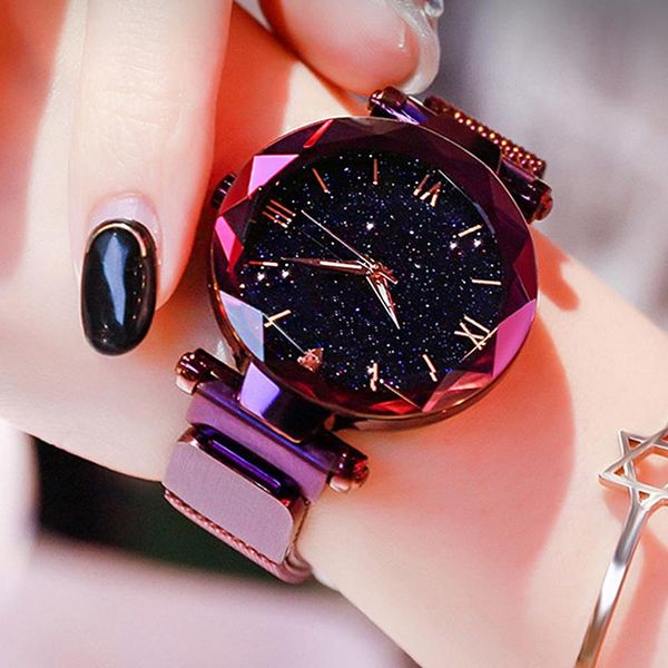 

wristwatches luxury starry sky women watches magnetic mesh belt band watch women's fashion dress wristwatch zegarek damski, Slivery;brown
