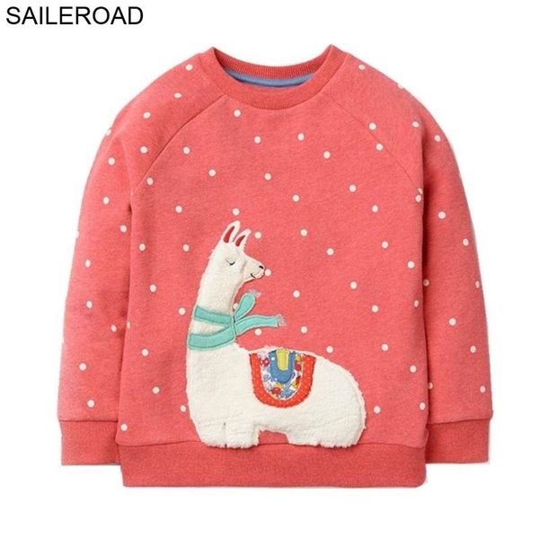 SAILEROAD Baumwolle Schaf Stickerei Kinder Hoodies Sweatshirts für ein kleines Mädchen Kleidung Frühling Kinder Langarm Shirts 211111