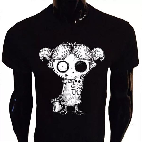 

Undead Girls T-Shirt Mens Screen Print Gothic Rock Zombie Corpse nightmare Horror, White;black
