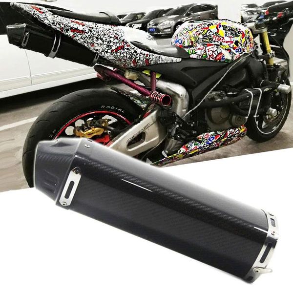

motorcycle exhaust system 38-51mm real carbon fiber muffler pipe with db killer pitbike for gsr 600 cb650f r77 r11 r6 r9 cafe
