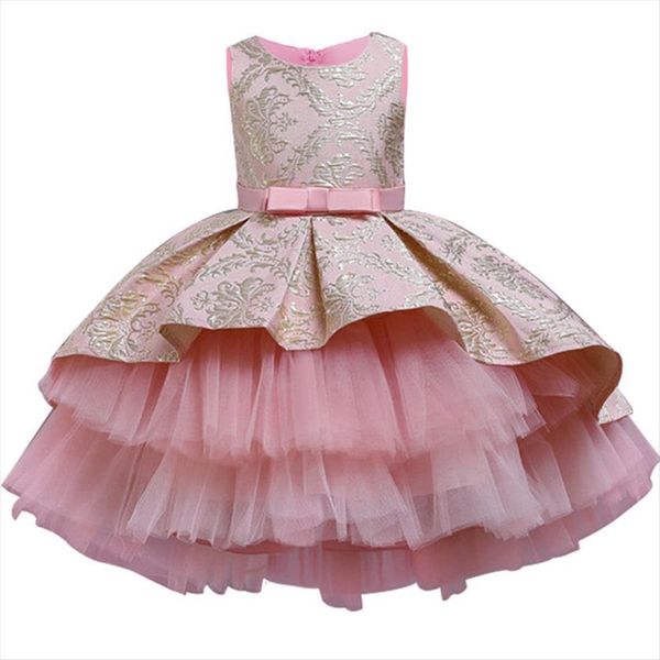 

children casual lace tutu girl dress baby girls princess jacquard fluffy flower halloween christmas 2 8st, Red;yellow