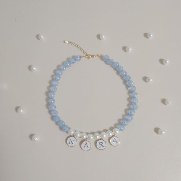 

cat collars & leads pet and dog name custom brand-name pendant pearl beaded necklace collar decoration