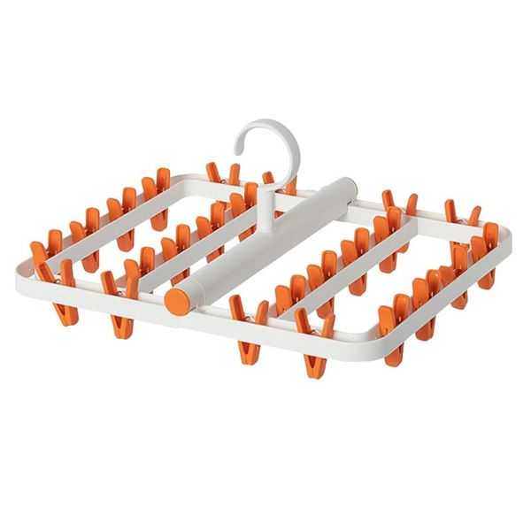 

hangers & racks 1pc clothes hanger multifuntion sock rack windproof laundry foldable pin (white, orange)