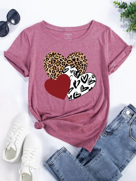 

heart and leopard print tee r1yv#, White