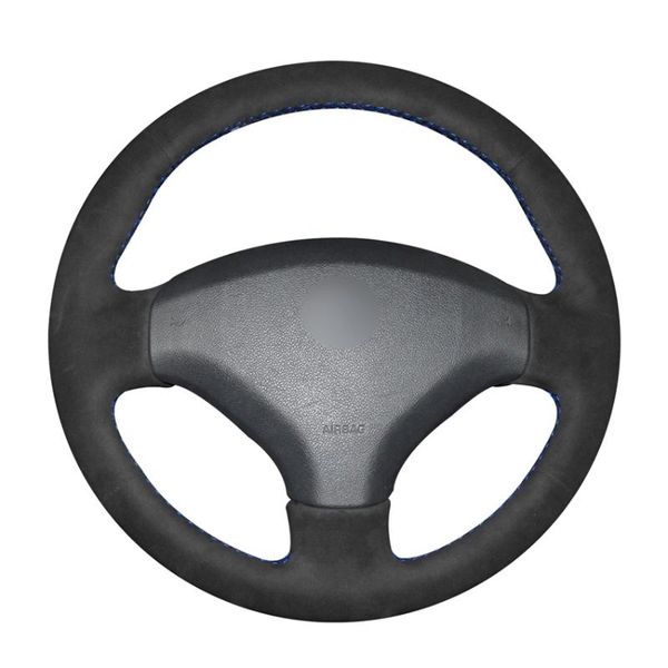 

steering wheel covers hand-stitched black suede car wrap for 308 2007-2013 408 2012-2014