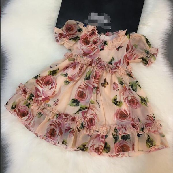 

summer brand girl dress children arrival flowers sweet product 90-160cm girls dresses d01 girl's, Red;yellow