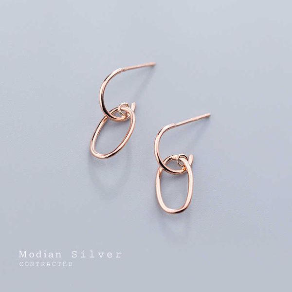 

minimalism 100% 925 sterling silver fashion design rose gold color drop earrings for women party dangle ear fine jewelry 210707