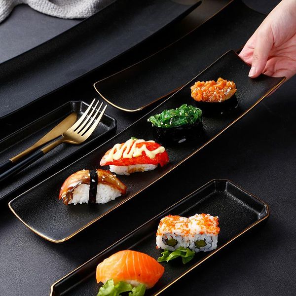 

dishes & plates japanese style sushi plate creative black ceramic dinner tableware long el home kitchen porcelain
