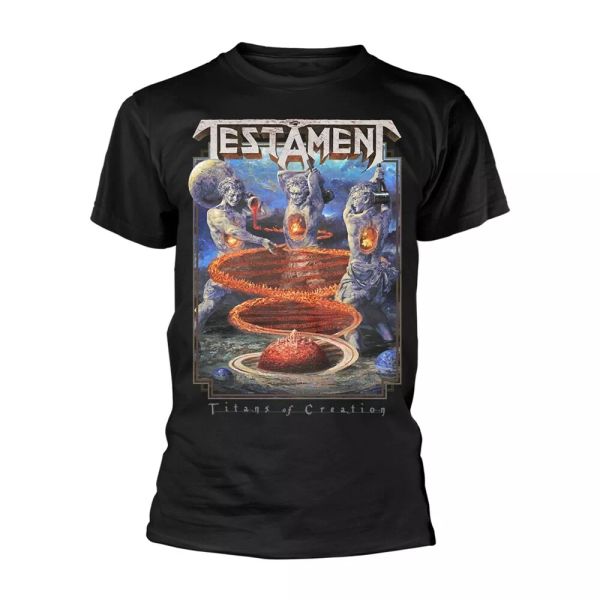 

testament titans of creation allowed men t-shirt, White;black