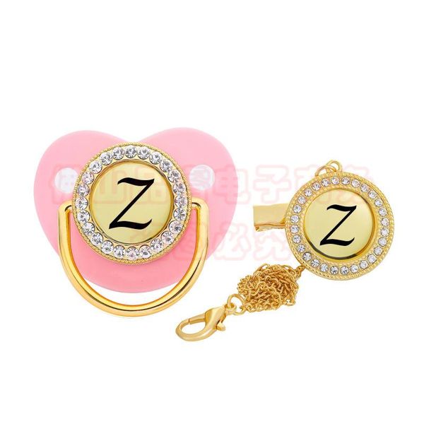 

pacifiers# 26-letter baby pacifier and clip bpa-silicone gold bling dummy for born