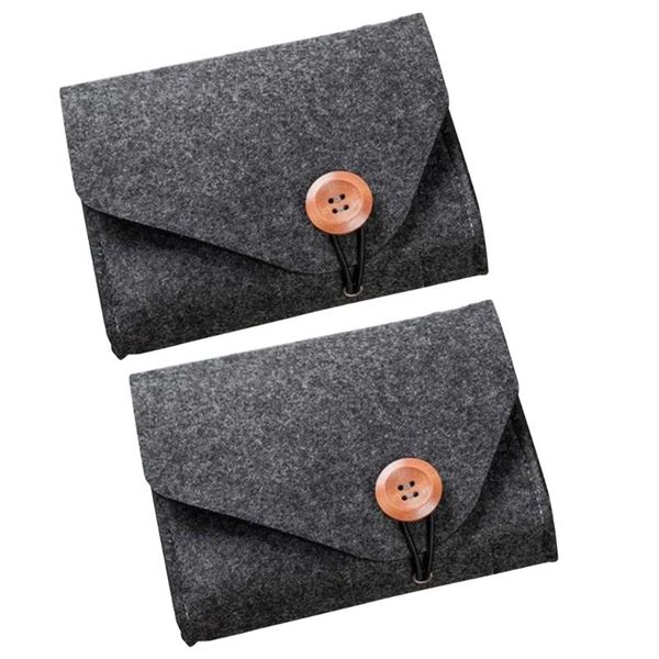 

card holders men women portable felt digital storage bagb cable charger earphone case pouch electronic gadgets organizer durable, Brown;gray