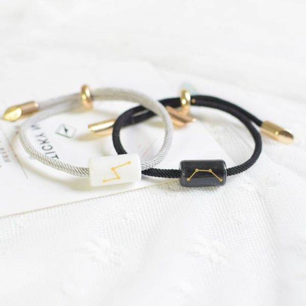 

hand catenary sell twelve constellation ceramic bracelet for lovers, Black