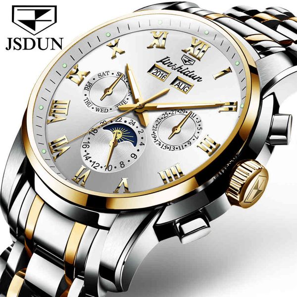 

new fashion business relogios masculino men automatic mechanical watches watertight lighting calendar date week men's, Slivery;brown