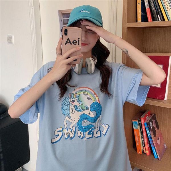 

women's t-shirt 2021 kawaii summer femme t-shirts short sleeve harajuku loose pink tees shirt streetwear gothic women clothing graphic, White