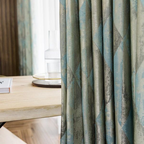

curtain & drapes light luxury post-modern minimalist blackout curtains for living room bedroom gradient diamond lattice customization
