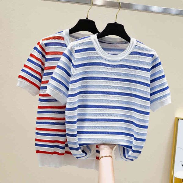 

women's sweaters women will see short sleeve y2k striped sweater knit femme around korean neck knitted pull jumper throbbing 1a1o, White;black
