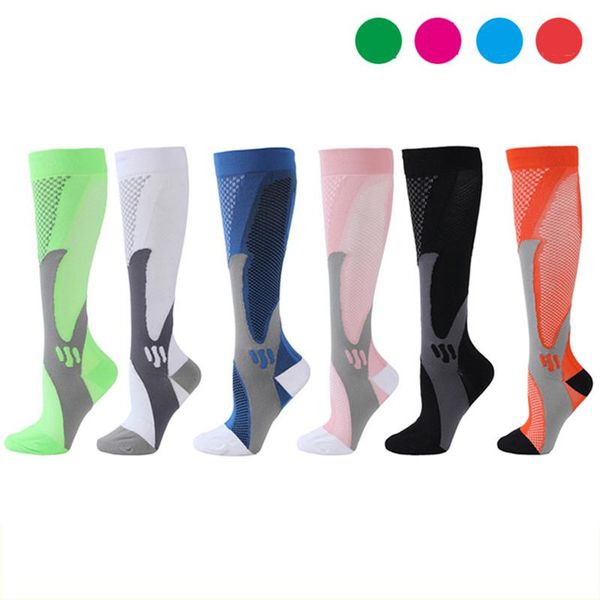 

sports socks 2021 men women compression fit for anti fatigue pain relief knee veins breathable cycling sock dropship, Black