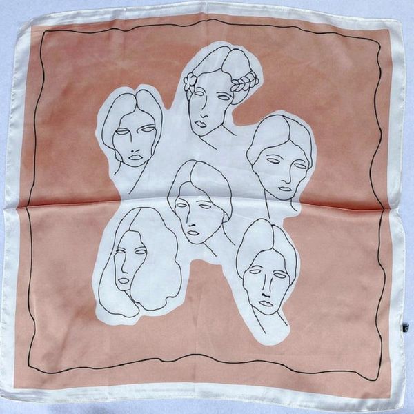 

scarves yishine 2021 70x70cm stick figure pattern print square scarf women bandana hairband lady head wraps female shawl neckerchief, Blue;gray