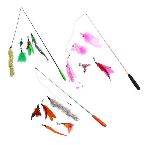 

cat toy fish shape feathers stick rods simulation fishing rod kitten funny entertainment playing toys