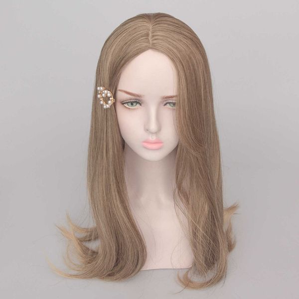 

high temperature silk wig headset female rose inner net medium length curly hair, Black