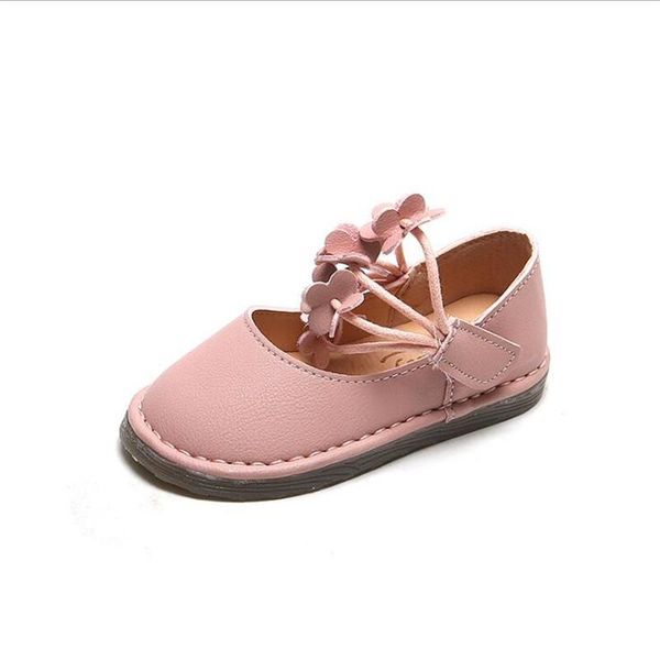 

children leather flower shoes baby fashion casual girls soft-soled princess flat, Black;grey
