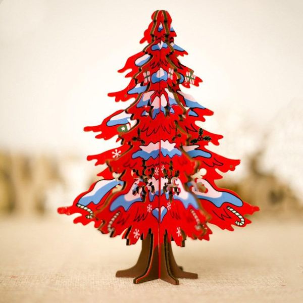 

christmas decorations wooden puzzle painted tree tablefor home xmas dinner party table child present