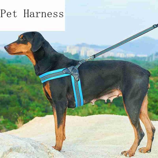 

dog collars & leashes reflective harness soft mesh padded large chest strap vest breathable explosion-proof lead for small medium dogs