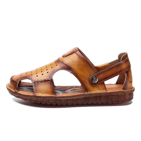 

sandals men mannen footwear zomerschoenen mens schoenen summer massage sommer leather mesh shoes 2021 man sandalias heren deportivas de, Black