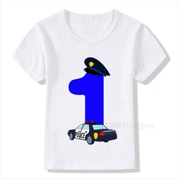 

policeman 1 9 birthday number print t shirt children police car boy shirts amp girl funny present outfit, Blue
