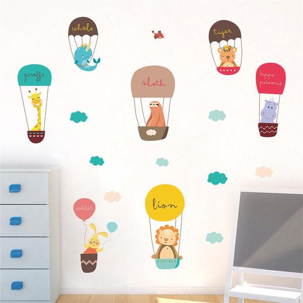

wall stickers cartoon animals balloons for kindergarten kids room home decoration diy safari zoo mural art pvc decal posters