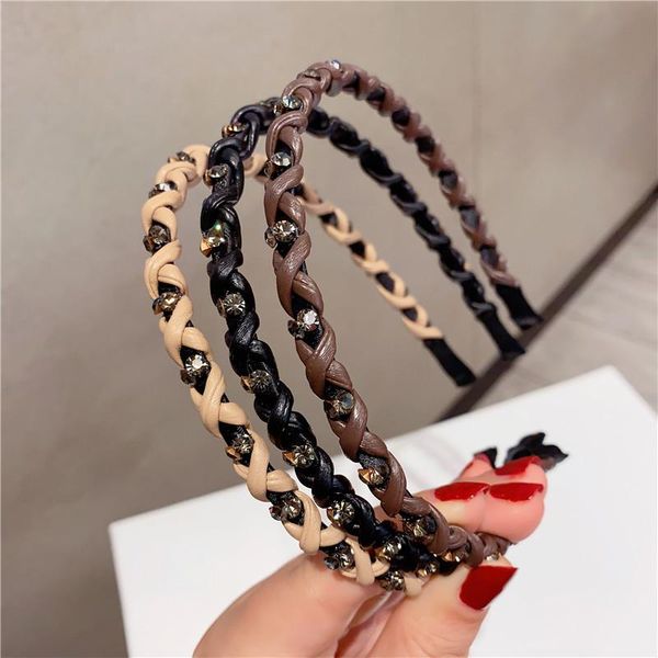 

hair accessories women's fashion leather headband lady elegant weave