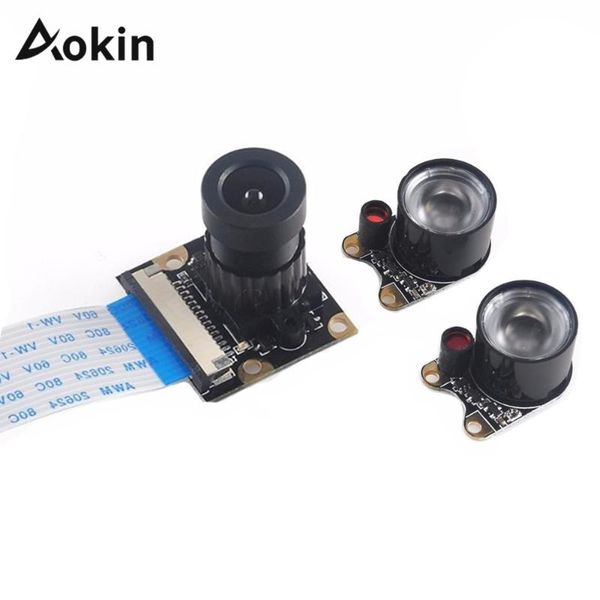 

integrated circuits 5mp camera for raspberry pi focal adjustable night with 2 ir light + fcc cables 3 b+ model /