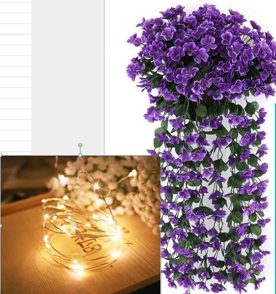 

wall lamp simulation wisteria hanging basket violet wedding decorations +5 m copper