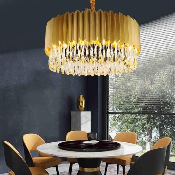 

pendant lamps modern luxury gold black k9 crystal ceiling round square villa lamp multi-layer led lighting living room bedroom chandelier