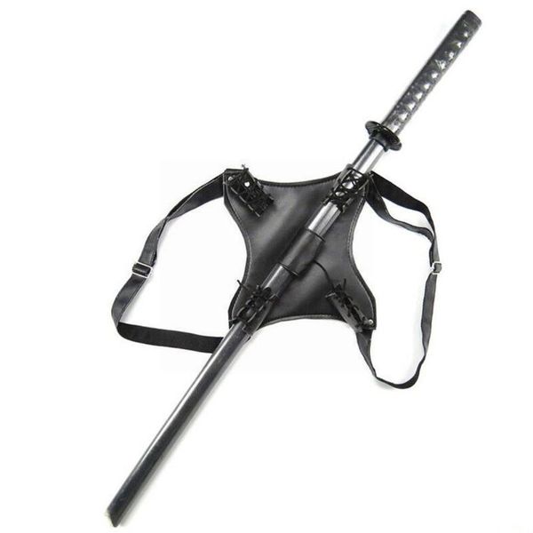 Supporto per la schiena Costume vintage per adulti Fodero in pelle per ruolo di spada Accessorio da gioco medievale Supporto da guerra Cavaliere Katana A9X4