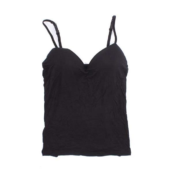 

cockcon bra padded solid womens tank camisole adjustable strap built in breathable modal seamless cami, White