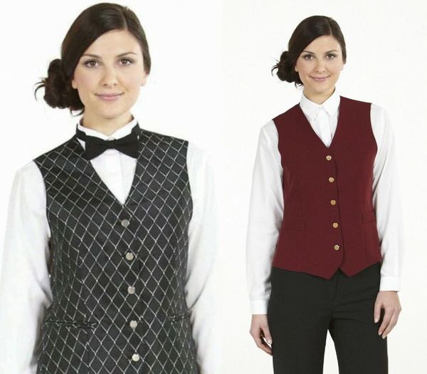 

women's vests lady hospitality vest smart waitress bar uniform, Black;white