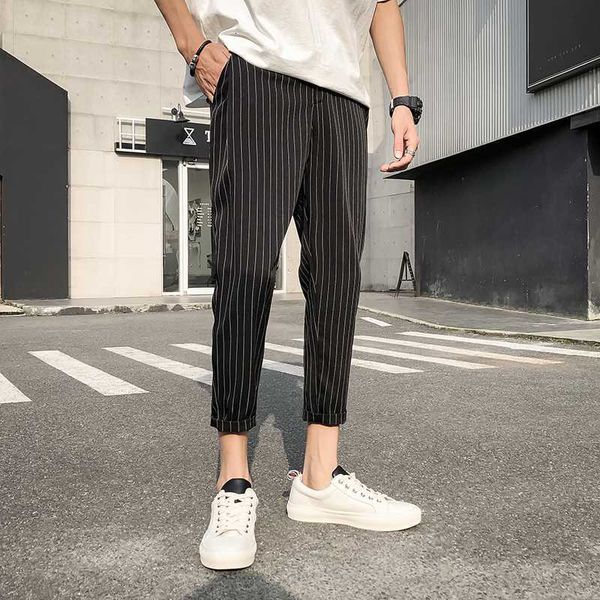 

men's cotton fashion loose printing stripe black/navy haren casual trousers harem hip hop pants large size m-5xl