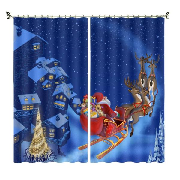 Cortina cortina Papai Noel com fábrica de árvore de Natal brilhante personalizada exportação sala de estar quarto isolamento térmico de térmico tema