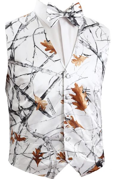 

white camo groom vests for wedding camouflage slim fit mens attire custom made waistcoat tailor plus size orange real image222m, Black