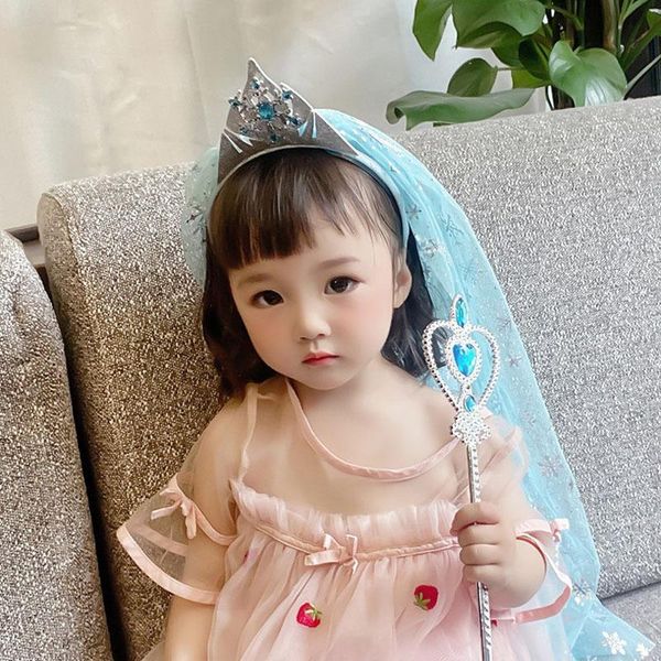 

hair clips & barrettes forseven cute crowns accessories for children fashion headband with long veils fairy stick headwear girls birthday gi, Golden;silver